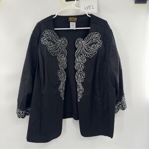 Bob Mackie black blazer suit separates embroidered size 2X